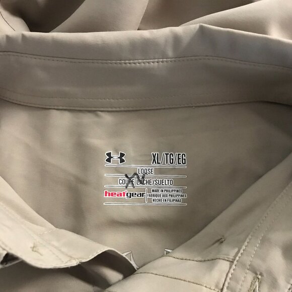UNDER ARMOUR - MEN'S XL - TAN LOOSE FIT HEATGEAR BUTTON COLLARED SHIRT - Picture 4 of 5